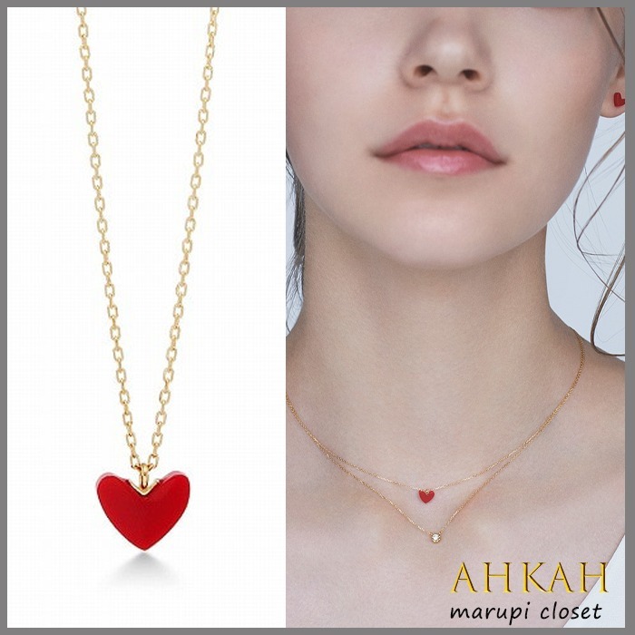 国内直営店】☆AHKAH☆18Kティランハート(レッド)ネックレス (AHKAH