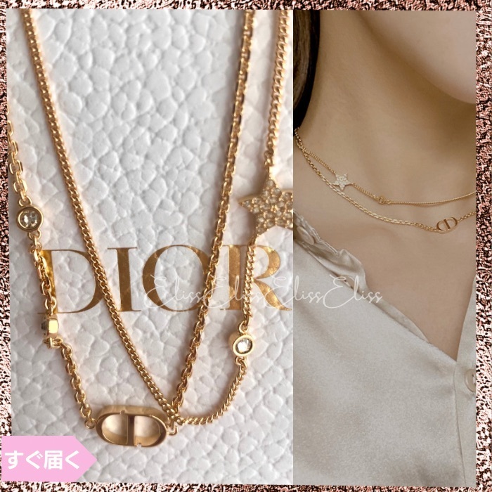 早着【Dior☆】PETIT CD ダブル ネックレス☆CDロゴ星クリスタル (Dior