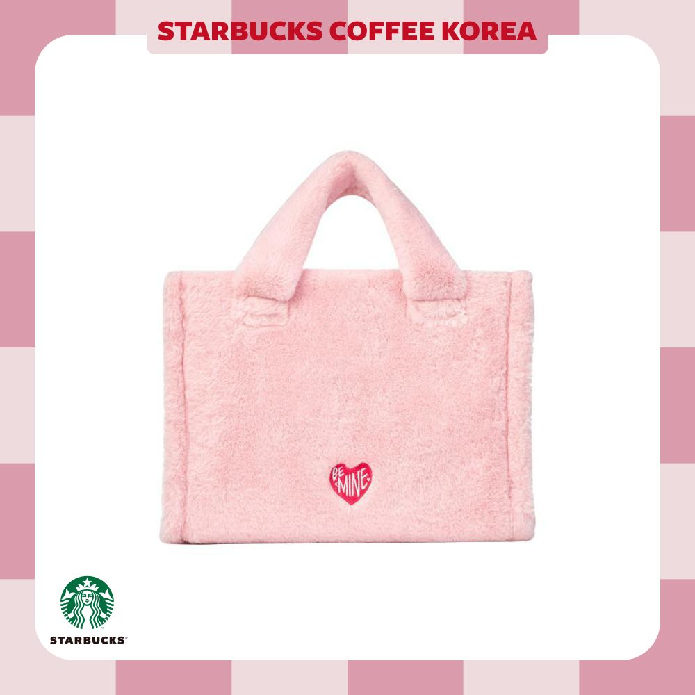 韓国スタバ】2024 V-DAY☆Be Mine Pink Fur Tote Bag (Starbucks