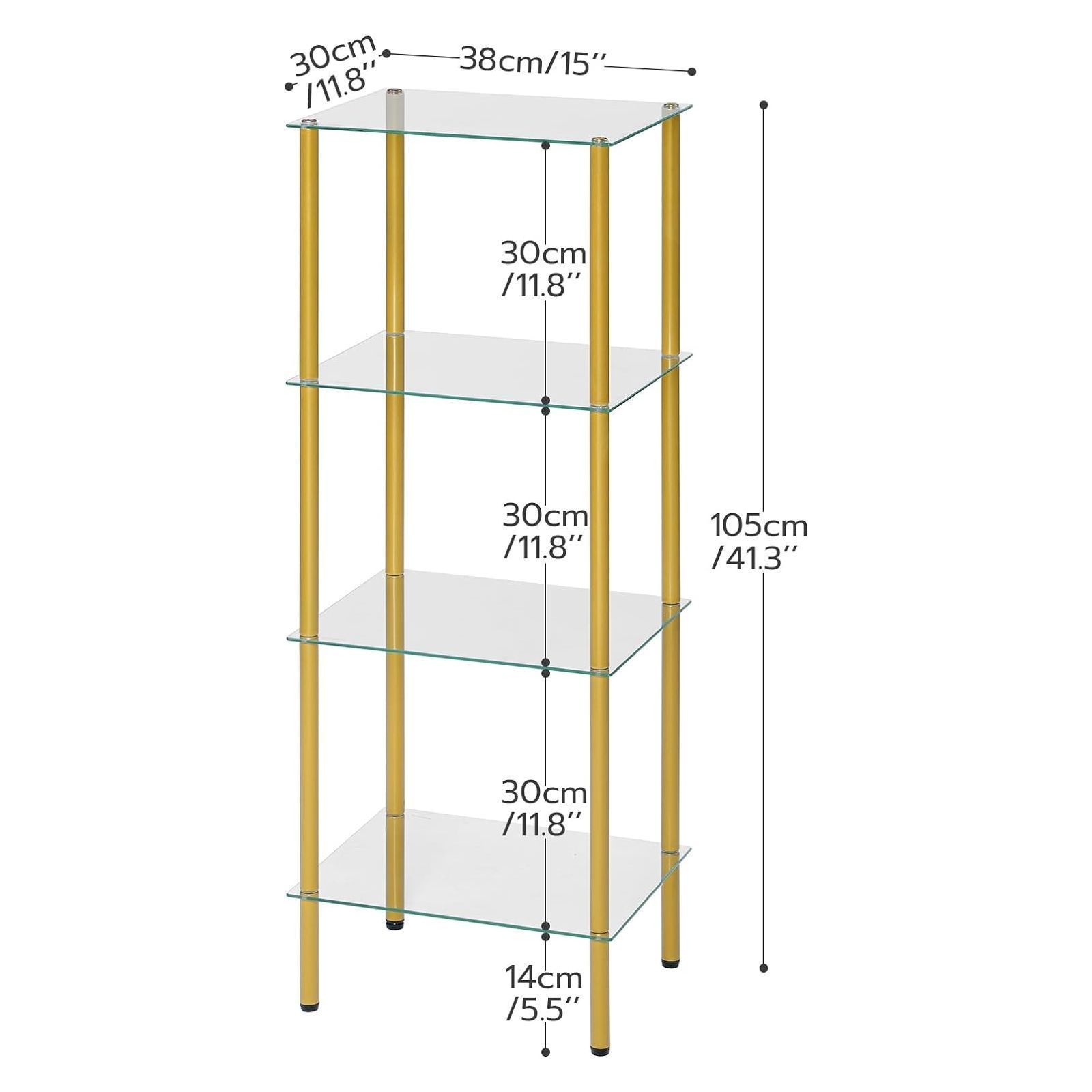 国内発送☆ゴールド/シルバー×ガラスシェルフ 4段 収納 飾り棚 (棚