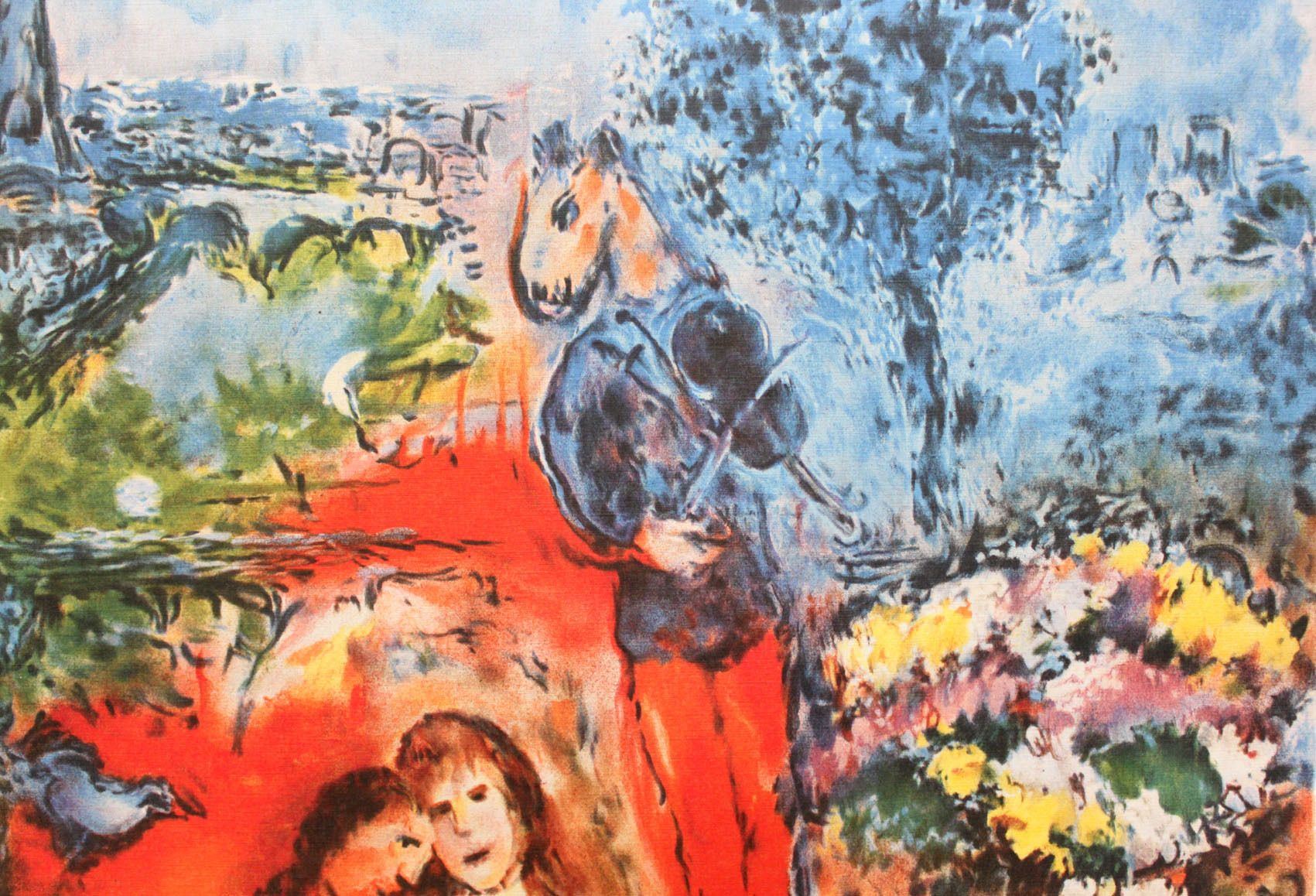 シャガール版画 エッフェル塔セレナーデ リトグラフ額装品 (キャンバス