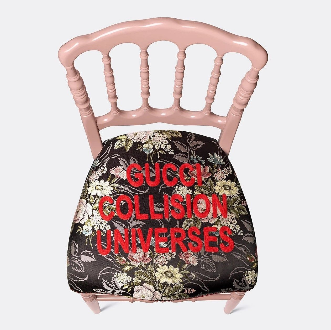 国内発| GUCCI Francesina Slogan刺繍ジャカード ウッドチェア (GUCCI