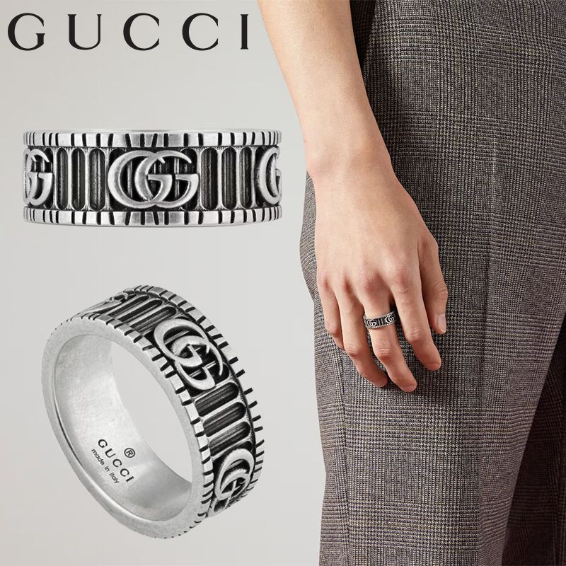 GUCCI グッチ ダブルG シルバー リング ストライプ YBC551899001