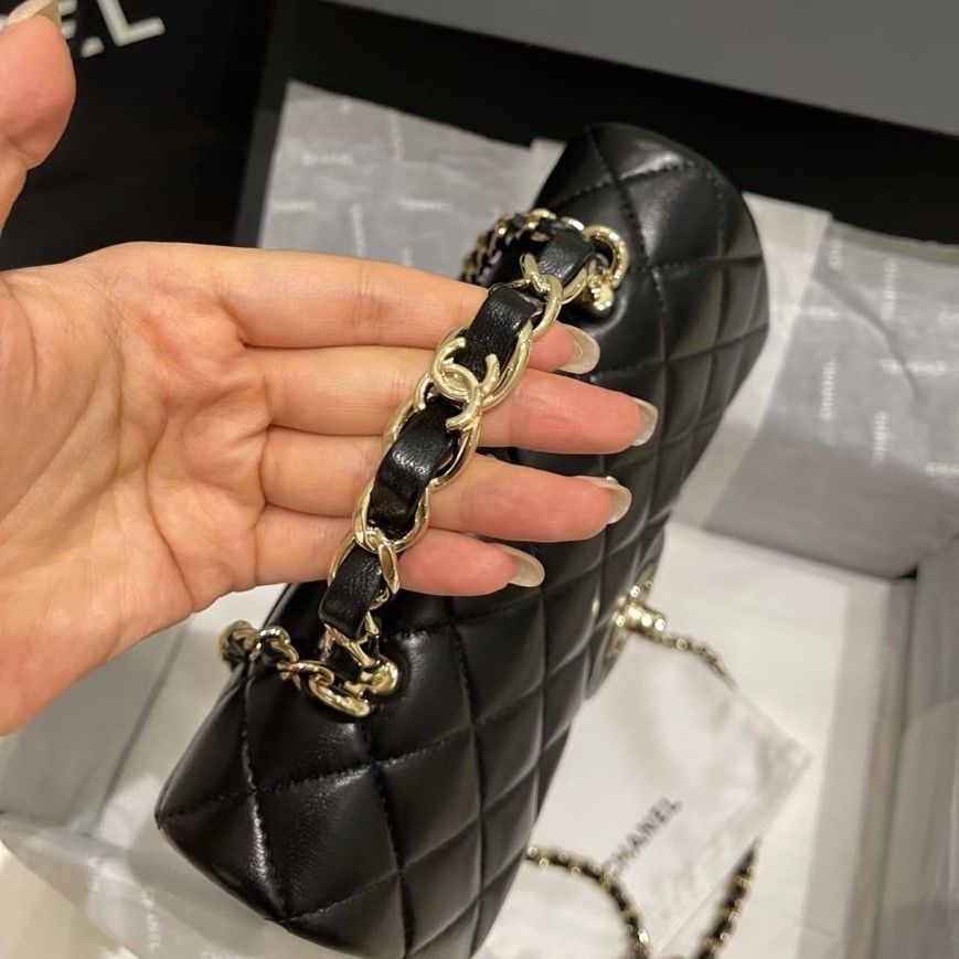 CHANEL シャネル バッグ ハンドル チェーン パール キルティング