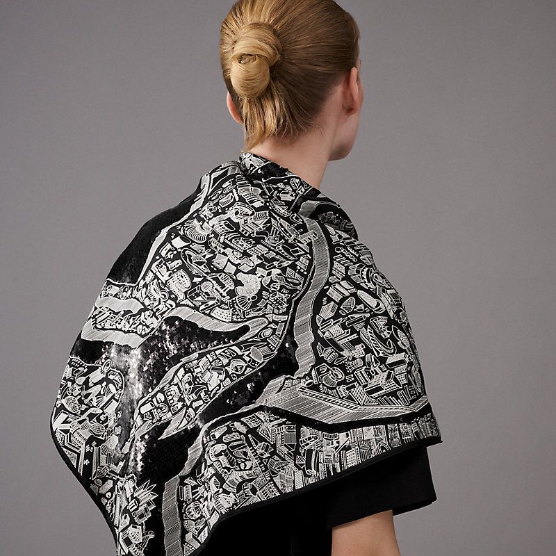 HERMES*カレ 90 夜の騎士都市 スカーフ Cite Cavaliere la Nuit