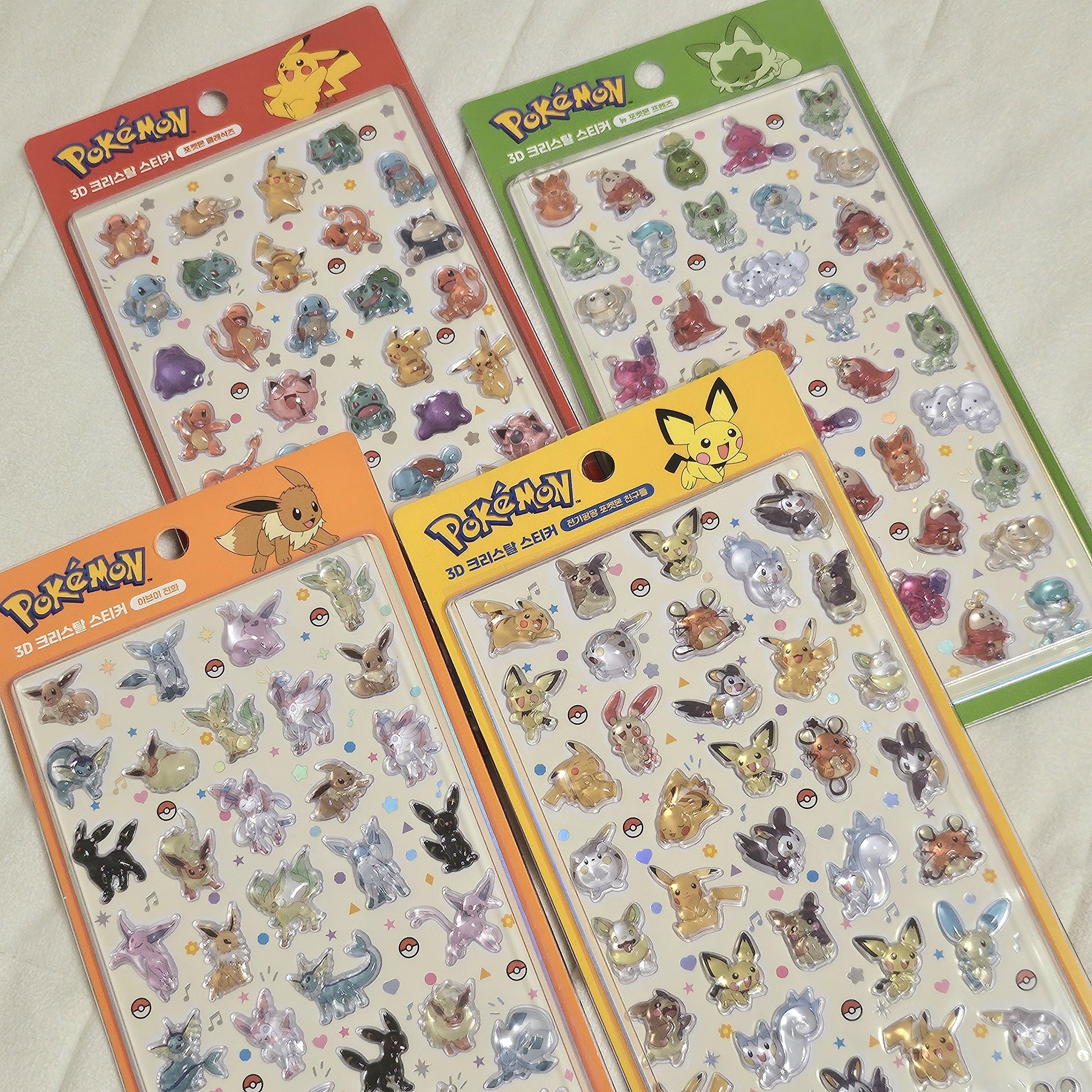韓国限定】ポケモン 立体 クリスタルシール 4枚セット (Pokemon