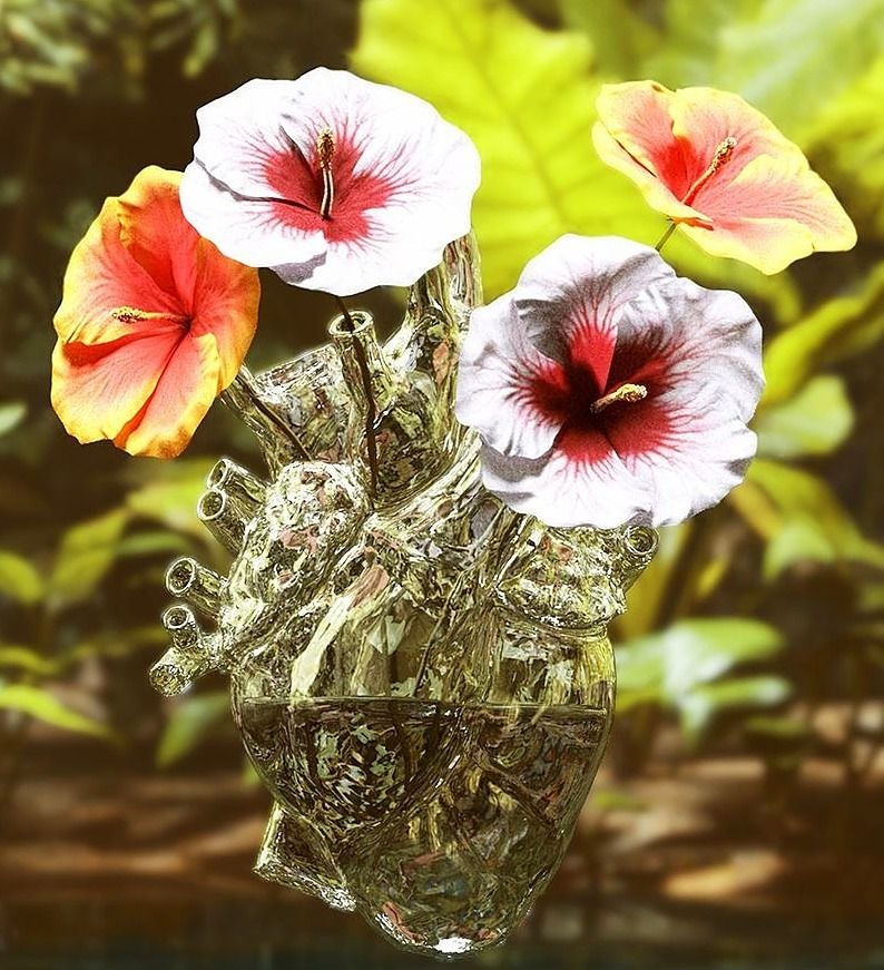 seletti 心臓 花瓶 ベース 内蔵 フラワー セレッティ ガラス (SELETTI