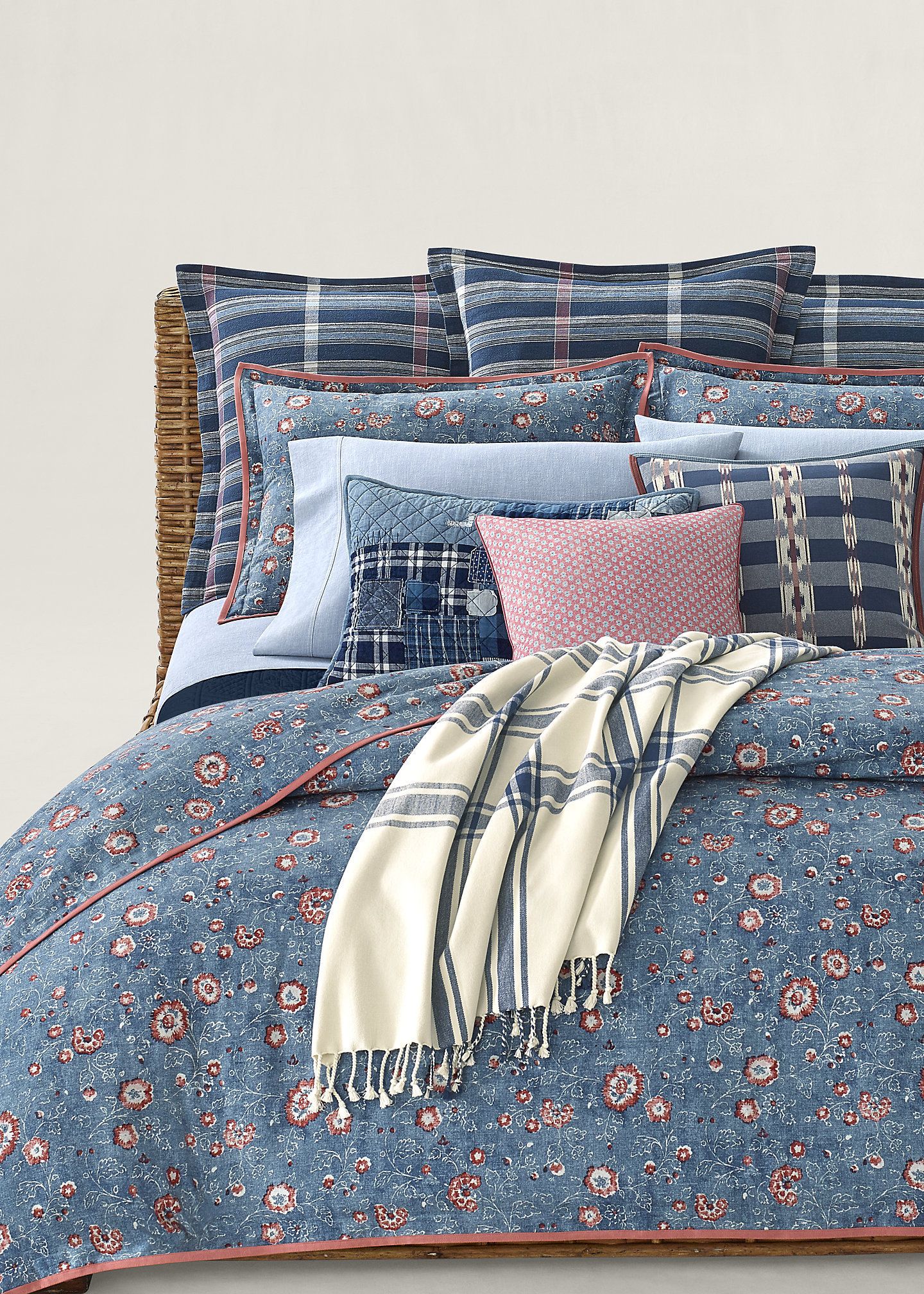 RL Home 綿掛け布団カバー セミダブル/ダブル Indigo Traveler (RALPH