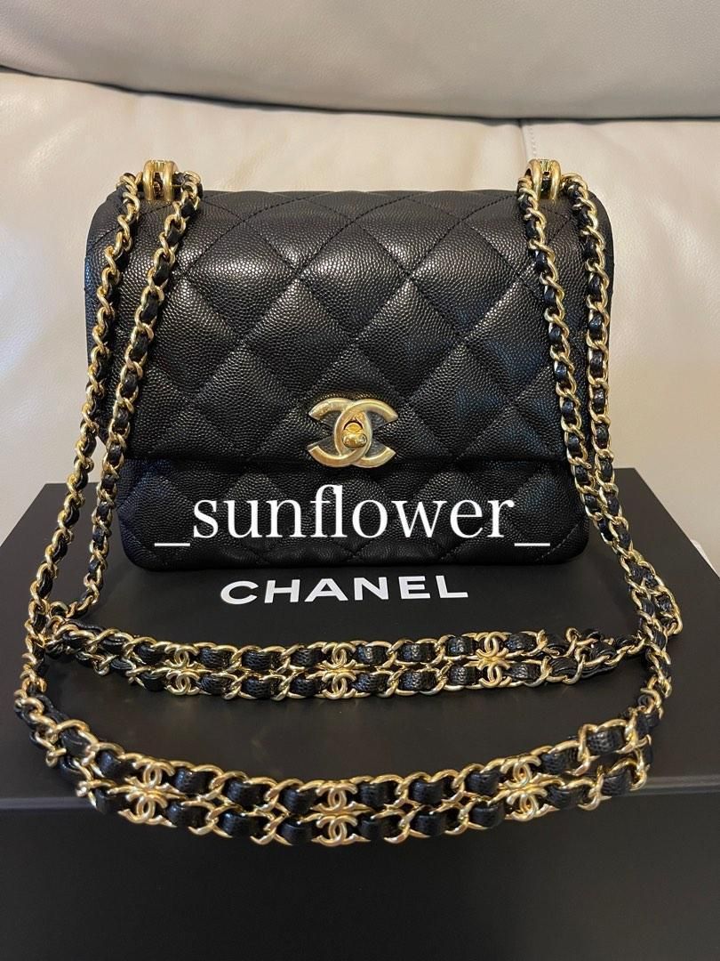 シャネル 22K ダブルチェーンクラシックフラップバッグ ブラック