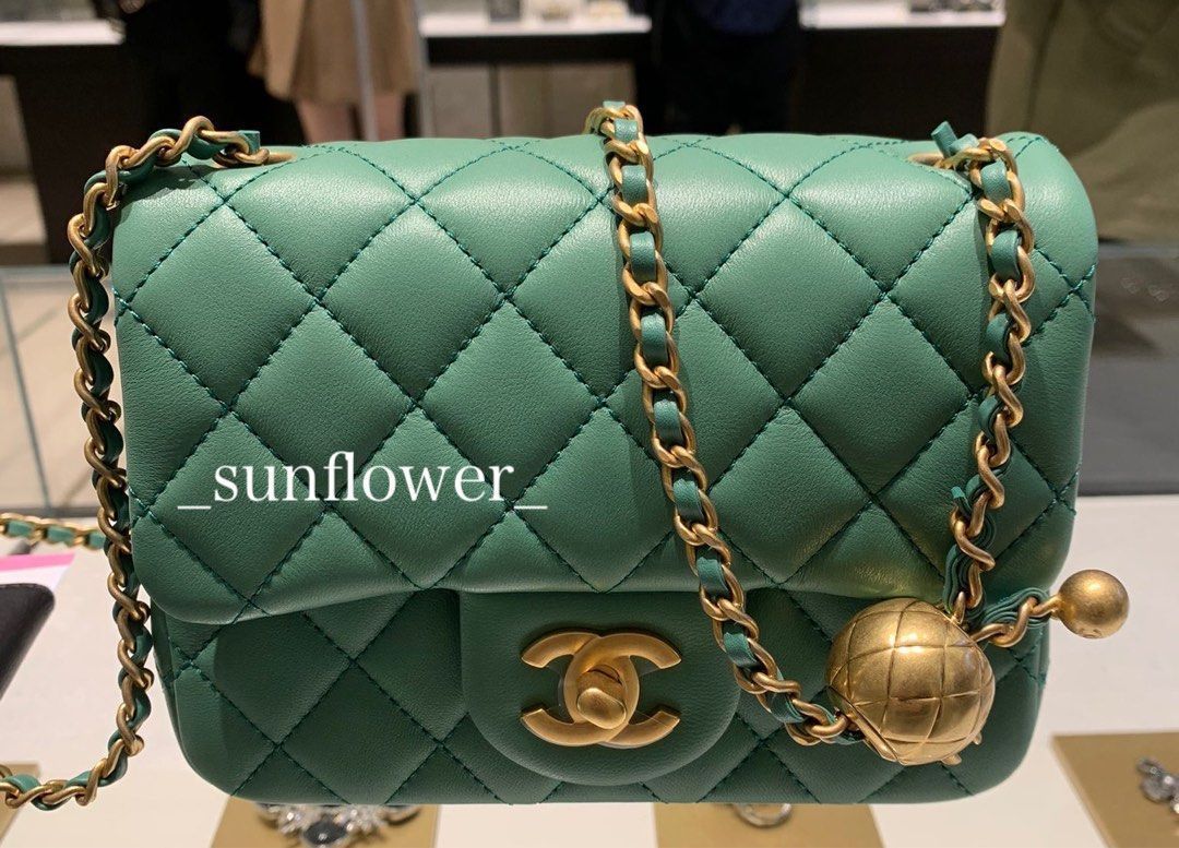 シャネル 23C ゴールドボール付きミニフラップバッグ グリーン (CHANEL