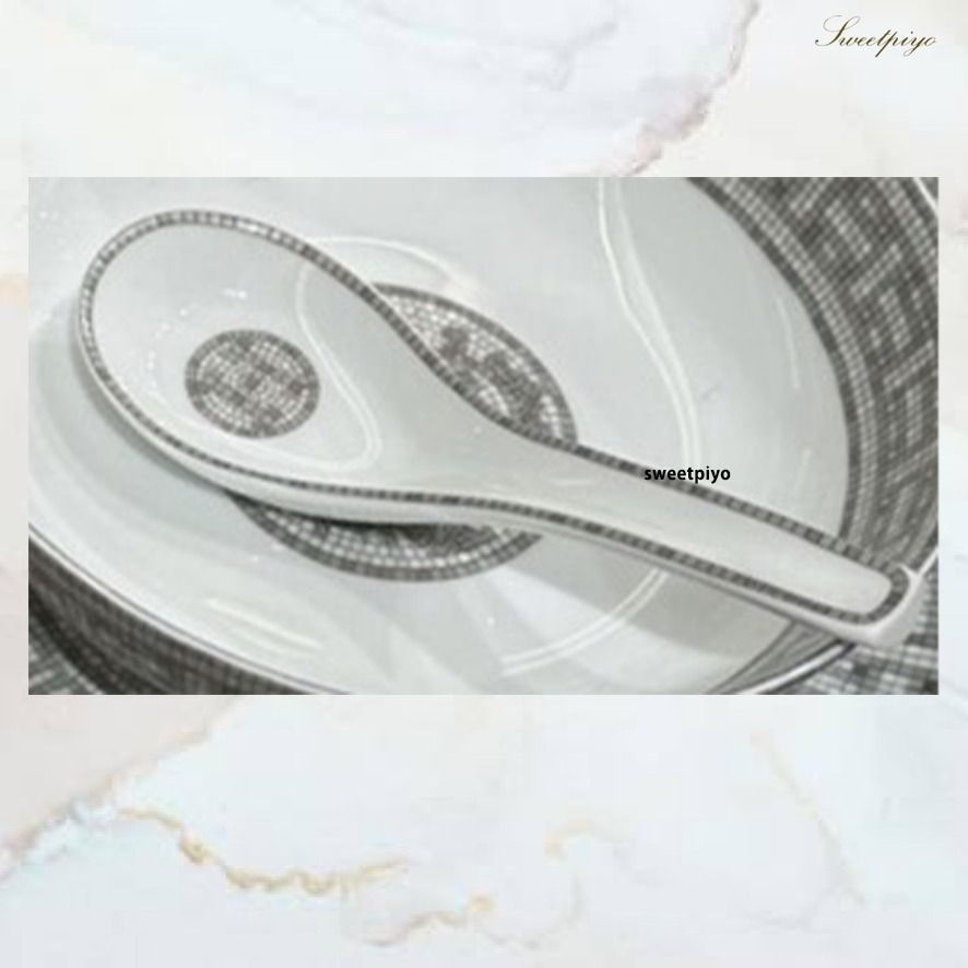 エルメス☆レンゲ スープスプーン 中華料理 モザイク ロゴ 磁器