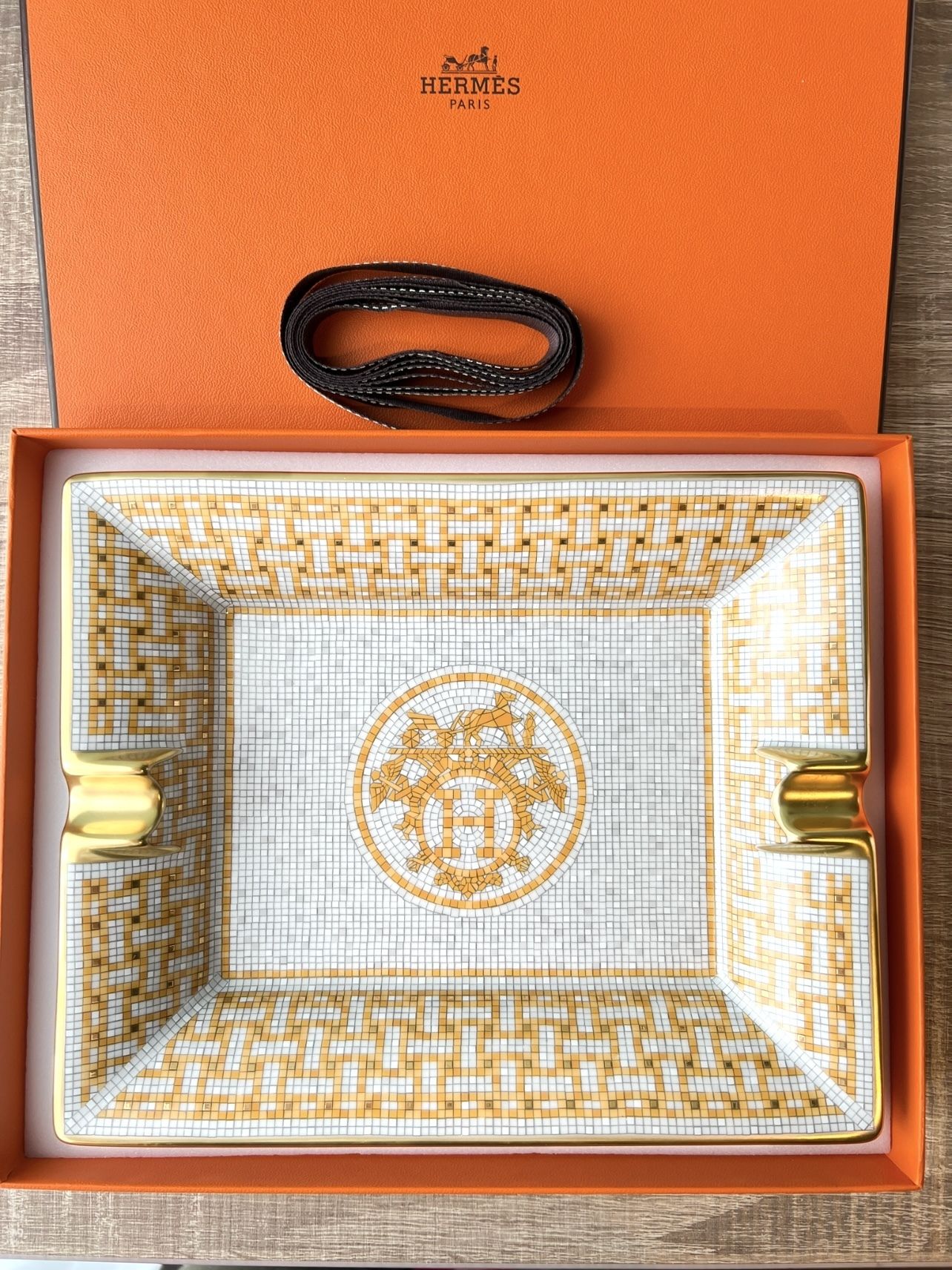 エルメス 灰皿 小物トレー 小物入れ モザイク 24 ゴールド (HERMES