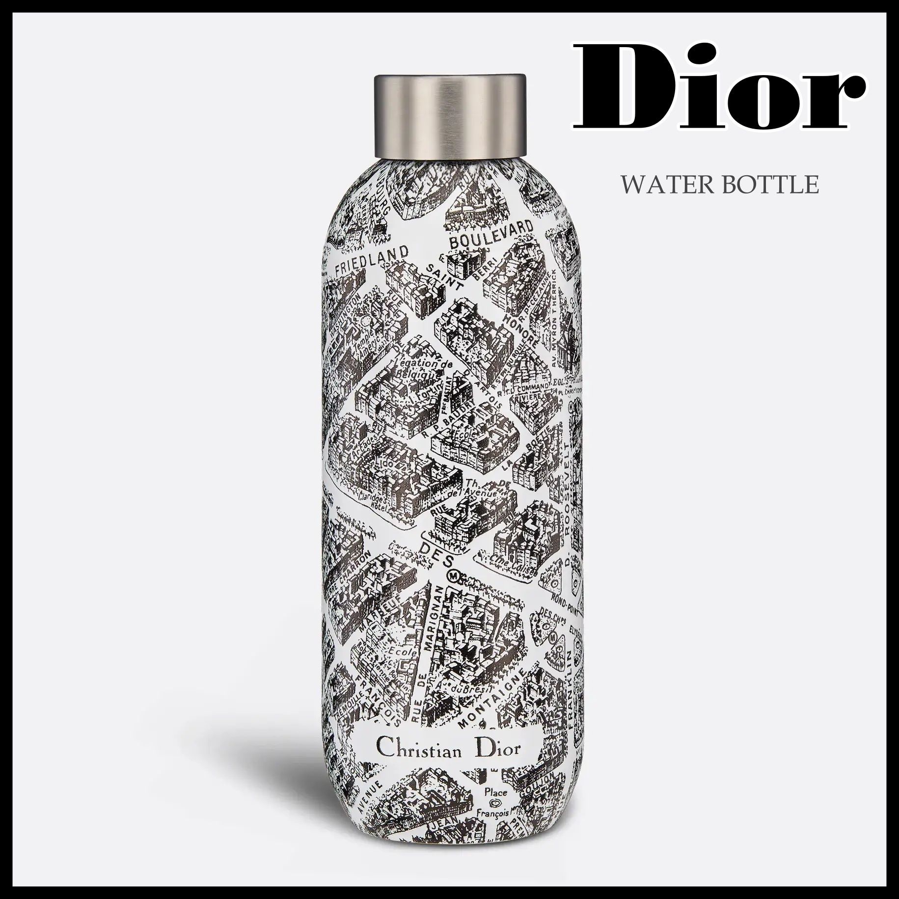 すぐ届く☆Diorお洒落なパリのマップ柄ロゴ水筒ウォーターボトル (Dior
