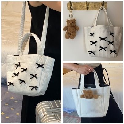 リボン オーガニックコットン 2way☆ヌビバッグ☆トートバッグ (トート