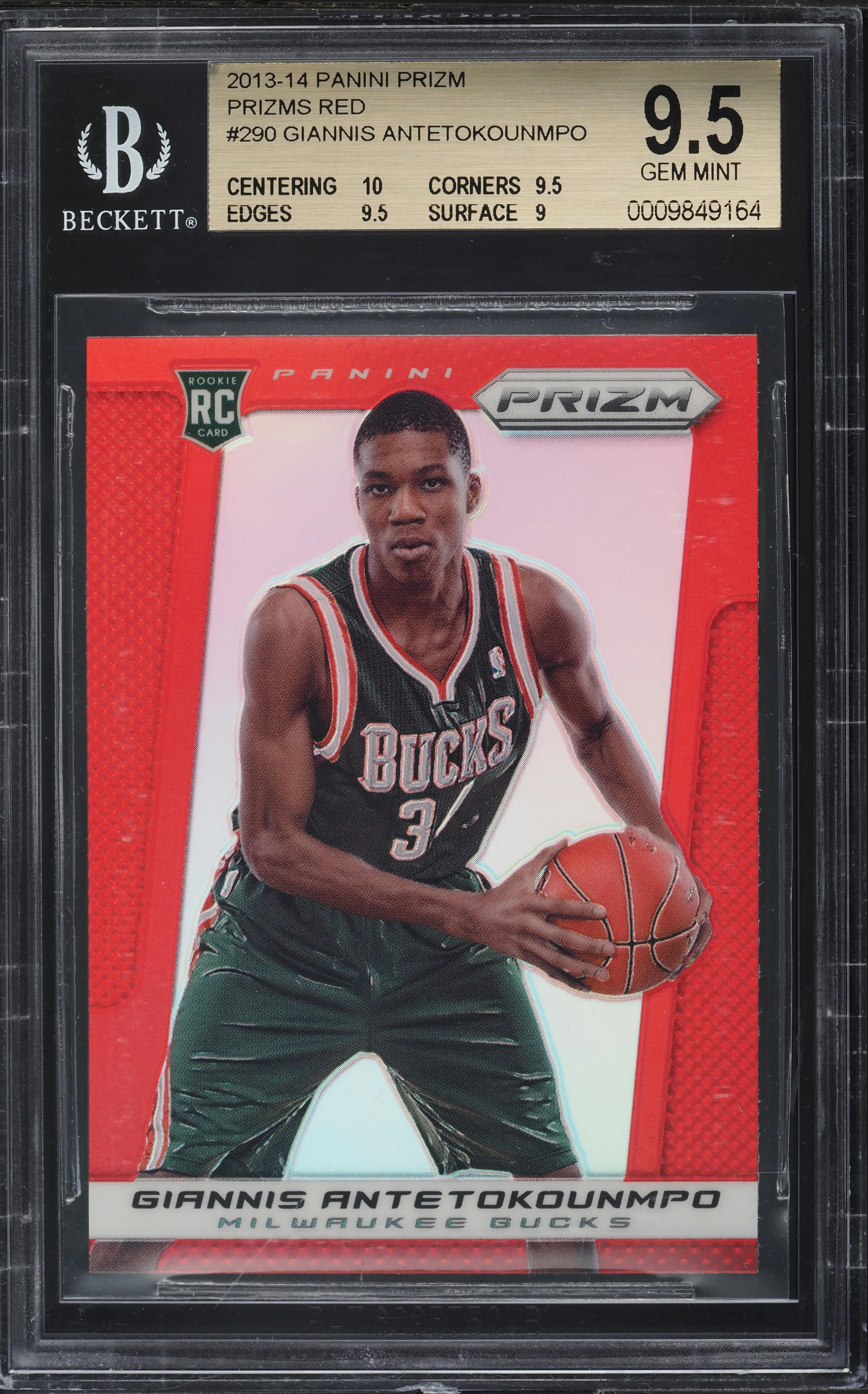 2013 Panini Prizm Red Giannis Antetokounmpo ROOKIE #290 BGS 9.5