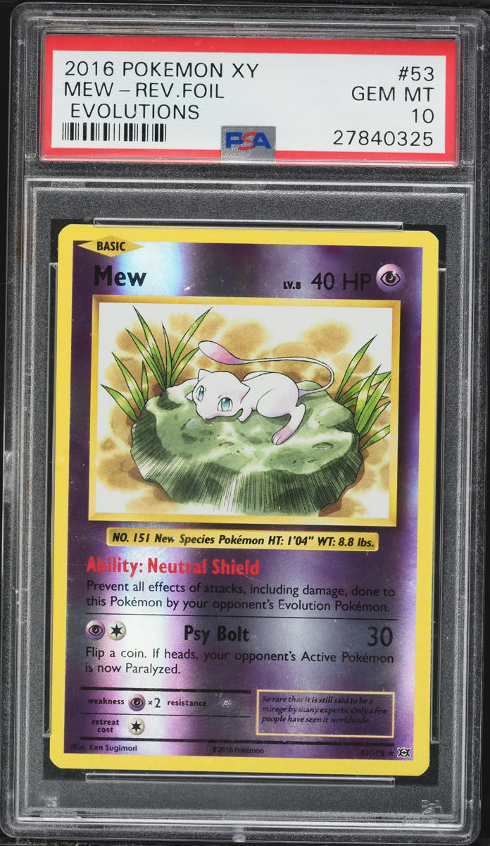 2016 Pokemon XY Evolutions Reverse Holo Mew #53 PSA 10 GEM MINT on