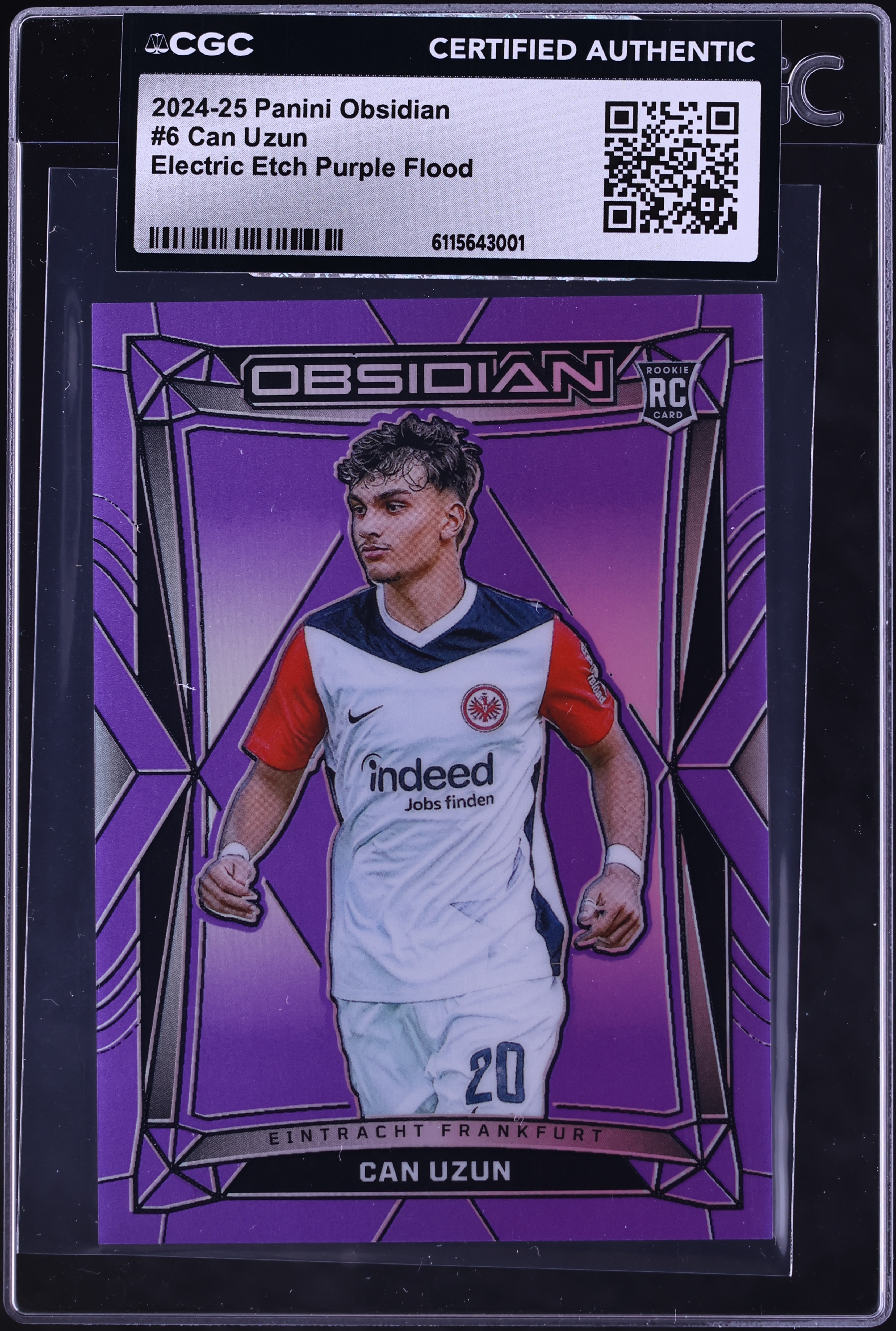 2024 Panini Obsidian Electric Etch Purple Flood Can Uzun ROOKIE 30