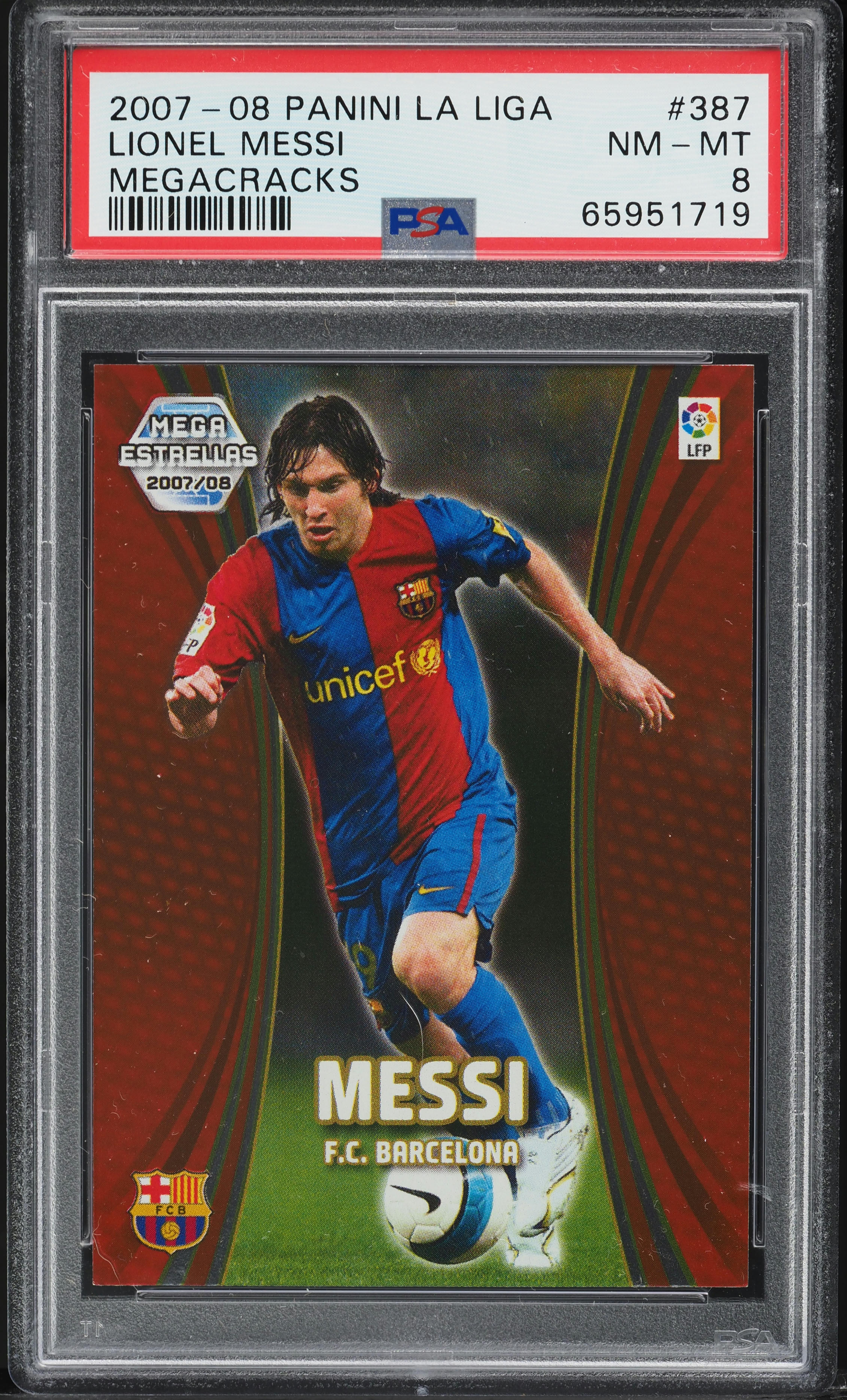 2007 Panini La Liga Mega Cracks Lionel Messi #387 PSA 8 NM-MT on