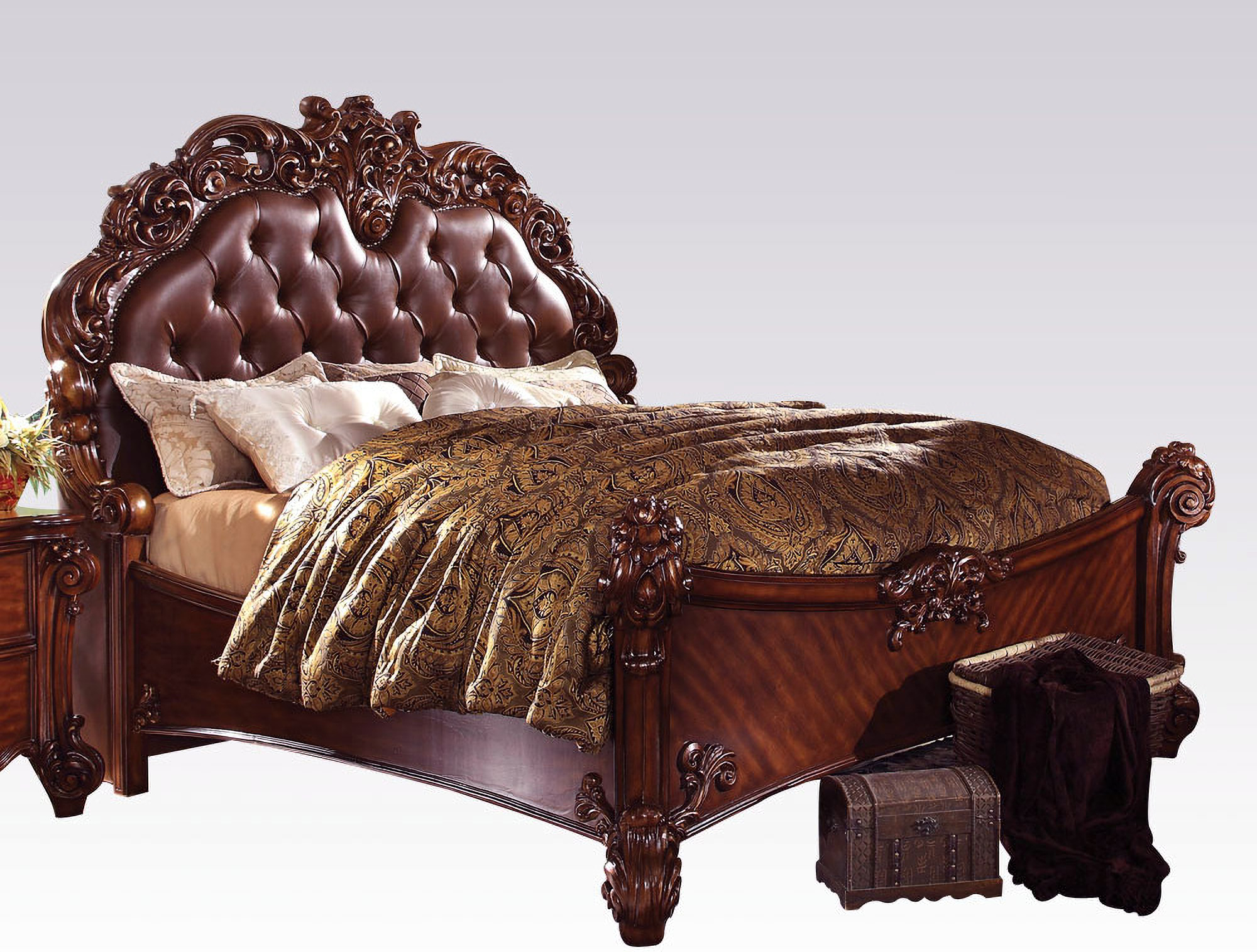 Acme Vendome Queen Panel Bed with Button Tufted Headboard in