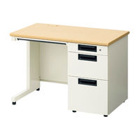 プラス スチールOAデスク フラットライン 片袖机 天板：メープル/脚