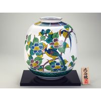 伊野正峰 九谷焼 10号花瓶 古九谷花鳥（直送品） - アスクル