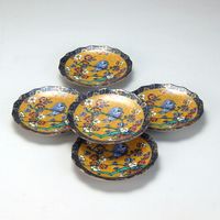 伊野正峰 九谷焼 4号皿揃 錦絵（直送品） - アスクル