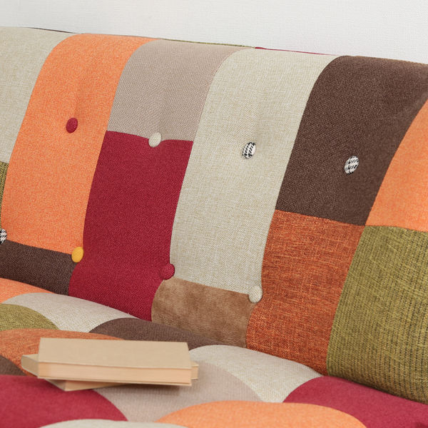 不二貿易 ソファ 2人掛 デイジー パッチワーク 幅1230mm レッド 34262