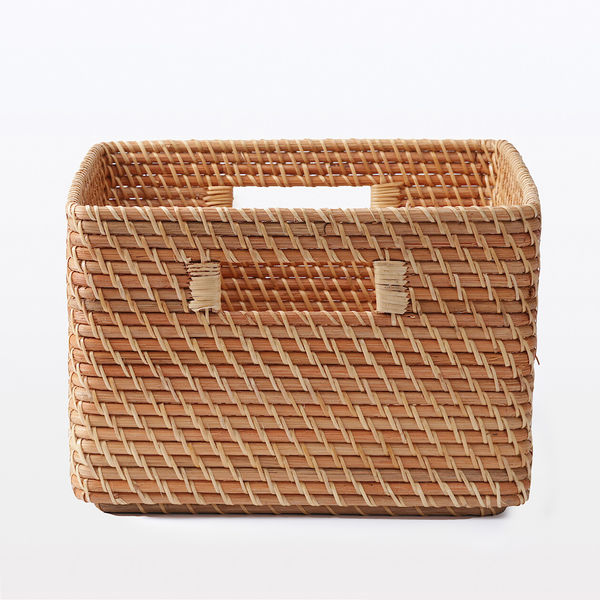 無印良品 重なるラタン角型バスケット 大 （V）約幅35×奥行36×高