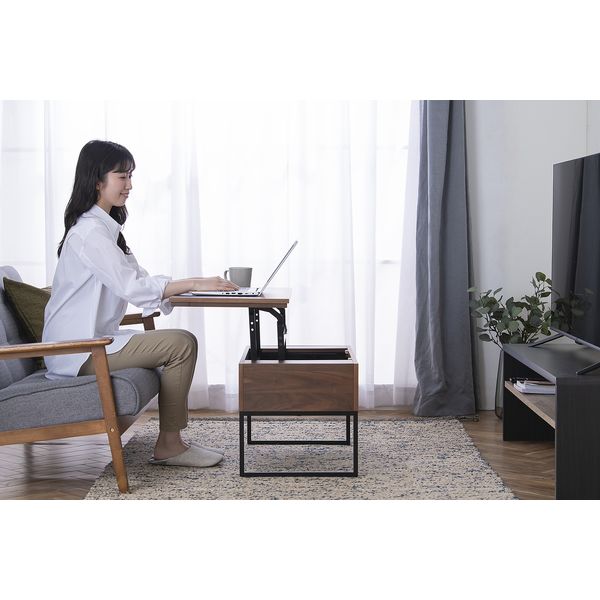 アイリスオーヤマ 昇降機能付き リビングテーブル STI-74