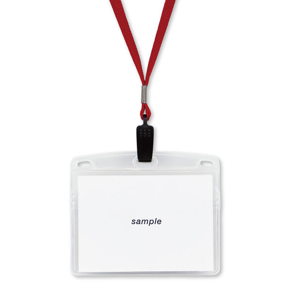 ループ式吊り下げ名札 チャック式 赤 100組 オープン工業 N-21P-A-RD