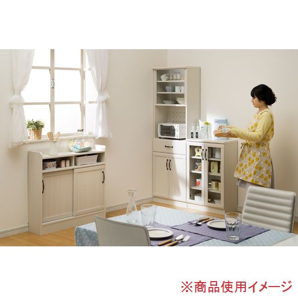 白井産業 チェローネ ホワイトオーク柄の薄型キャビネット 幅899mm CEN