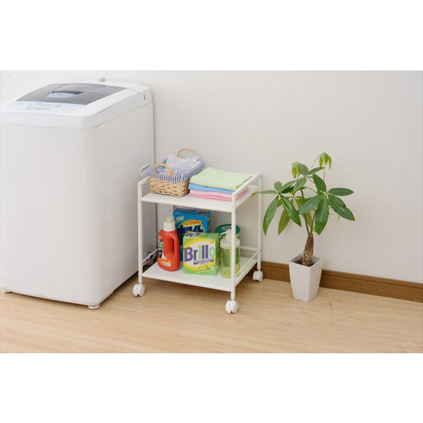 YAMAZEN キャスター付きスチールラック2段 幅425×奥行300×高さ495mm