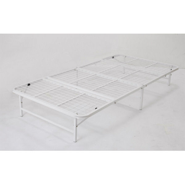 収納式折りたたみパイプベッド ホワイト 幅950mm 奥行1950mm 高さ275mm