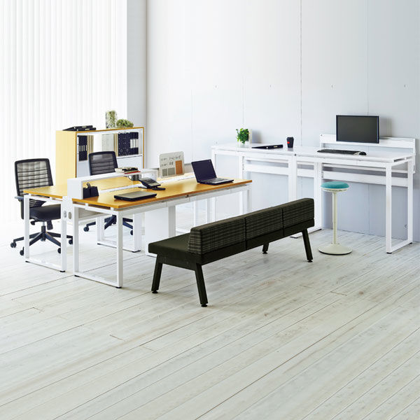 Ceha プレノデスクシステム 平机 引出し無し オーク天板/ホワイト脚 幅