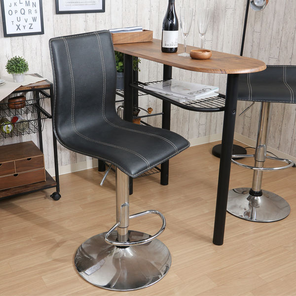 不二貿易 カウンターチェアー スタイル ハイ H-1012BK ブラック 78223