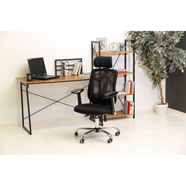 不二貿易 オフィスチェアー ヘッド付 アンテロープ ブラック 50095 1脚