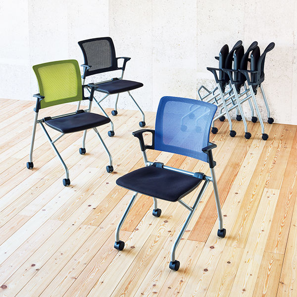 TOKIO コンパクトネスティングメッシュチェア ブラック 1脚 平行