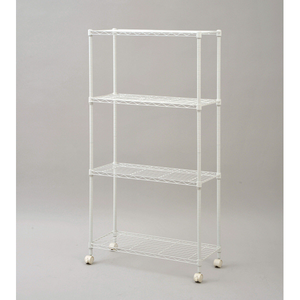 YAMAZEN スリムメタルシェルフ4段 幅700×奥行300×高さ1400mm ホワイト