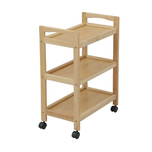 YAMAZEN 木製キッチンワゴン 3段 幅305×奥行535×高さ725mm ナチュラル