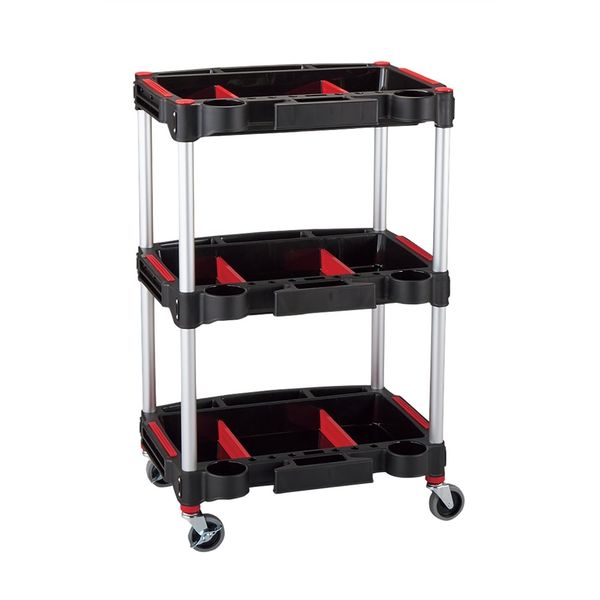 日本緑十字社 ツールカート KTー4658X 黒 570×455×890mm トレイ3段