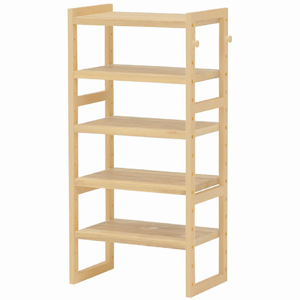 軒先渡し】萩原 木製シューズラック 5段スリム 可動棚 幅450mm 高さ