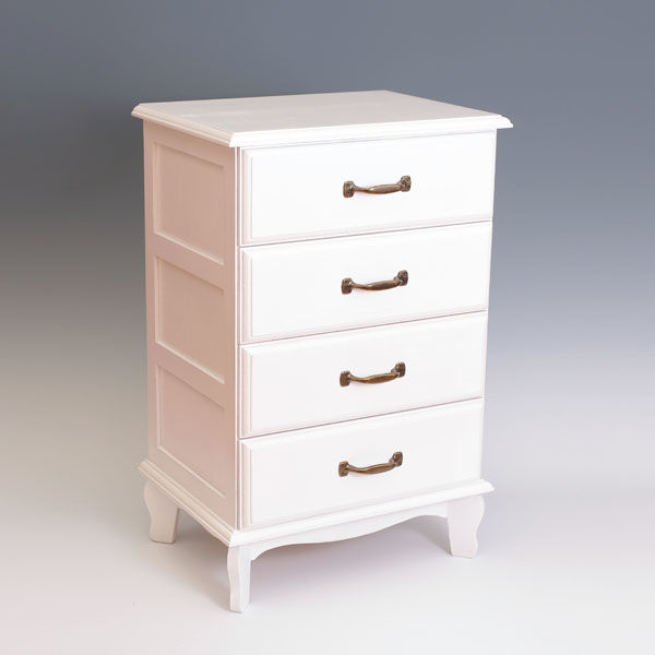 オスマック アンティーク風チェスト4段 ホワイト TNB-404W 1台（直送品