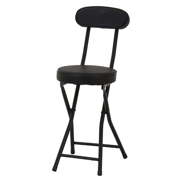 不二貿易 折りたたみ椅子 座面高50cm 背もたれ付 合皮クッション座面