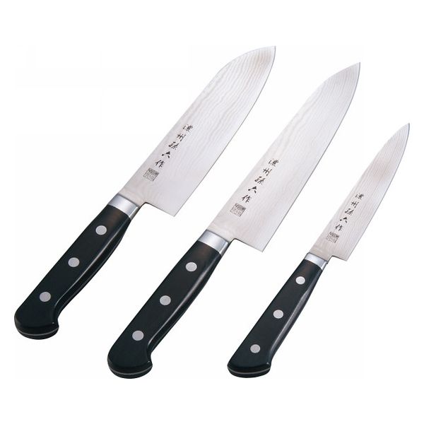 佐竹産業 濃州孫六作 ダマスカス包丁3本セット 500B 1箱（直送品