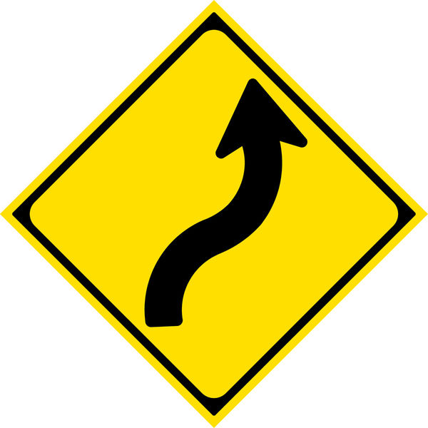 グリーンクロス 警戒標識 S204 右（または左）背向屈曲あり