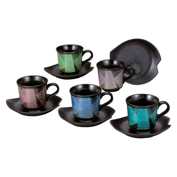 伊野正峰 日本の伝統工芸品【九谷焼】 コーヒーセット 銀彩 (K9-1122