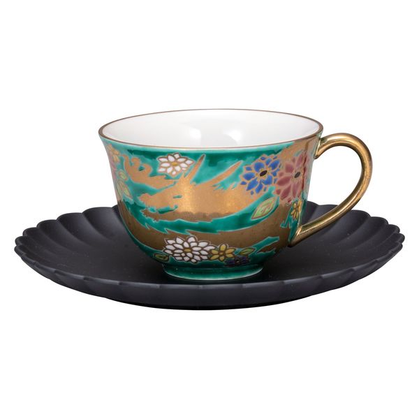 日本の伝統工芸品【九谷焼】 カップ&ソーサー 金龍 ソーサー山中漆器