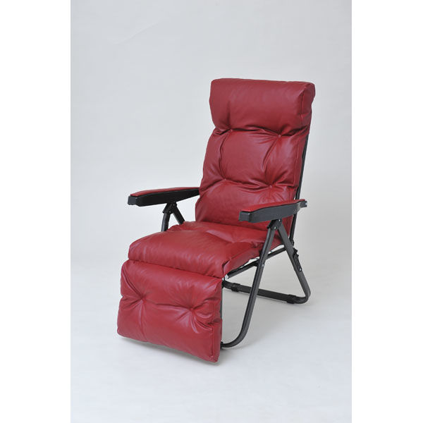 谷村実業 フットレスト付きリクライニングチェア ワインレッド TAN-668