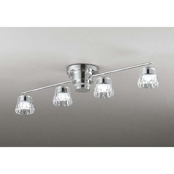 オーデリック LEDシャンデリア8畳 4灯 光色切替 カットガラス風