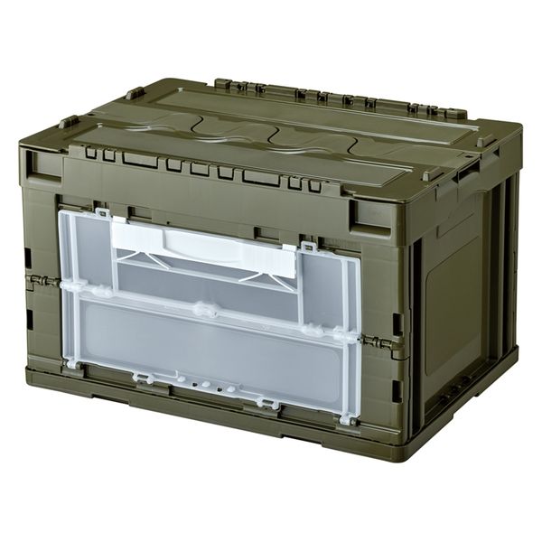 リス 折畳コンテナ50L扉付蓋付 GR GHOC090 1個 - アスクル